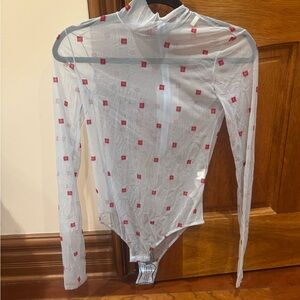 Givenchy Sheer Bodysuit with Red Accents